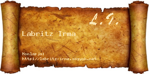 Labritz Irma névjegykártya